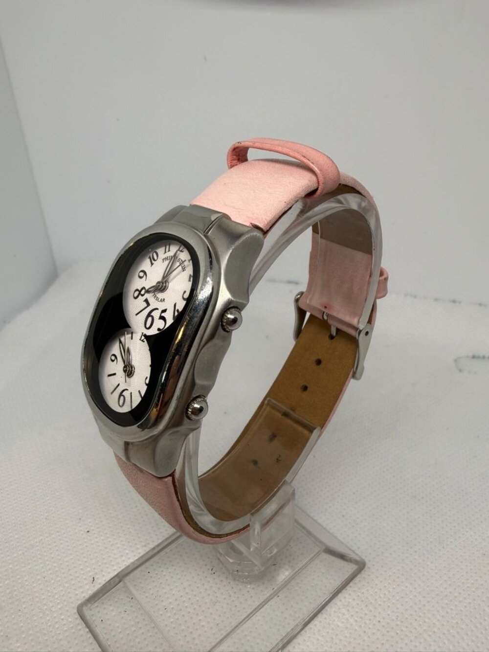 Philip Stein Teslar Women Dual Dial White Roman Pink Leather Bracelet Watch - Picture 2 of 13